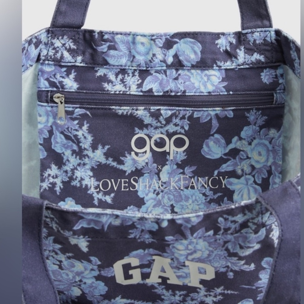NWT GAP X LoveShackFancy Indigo Floral Tote Bag - Picture 3 of 9